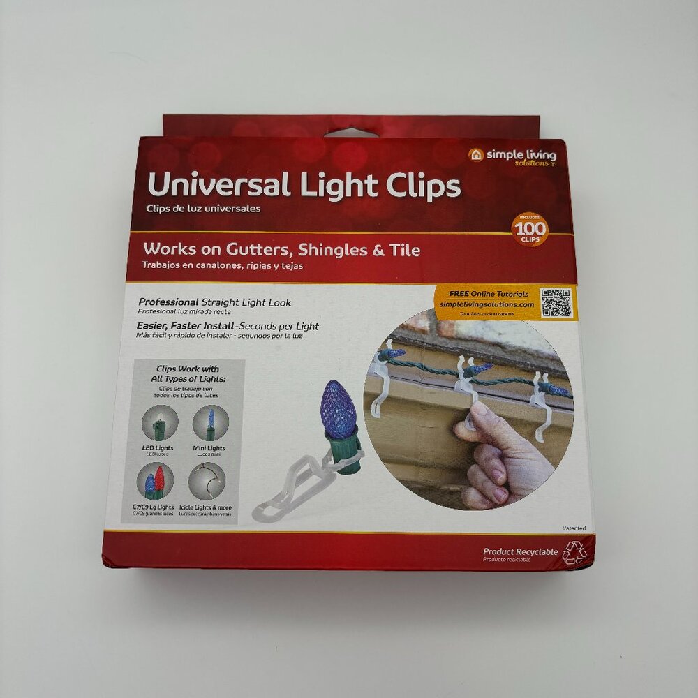 Simple Living Solutions 100ct White Universal Clips for Holiday Light Strands